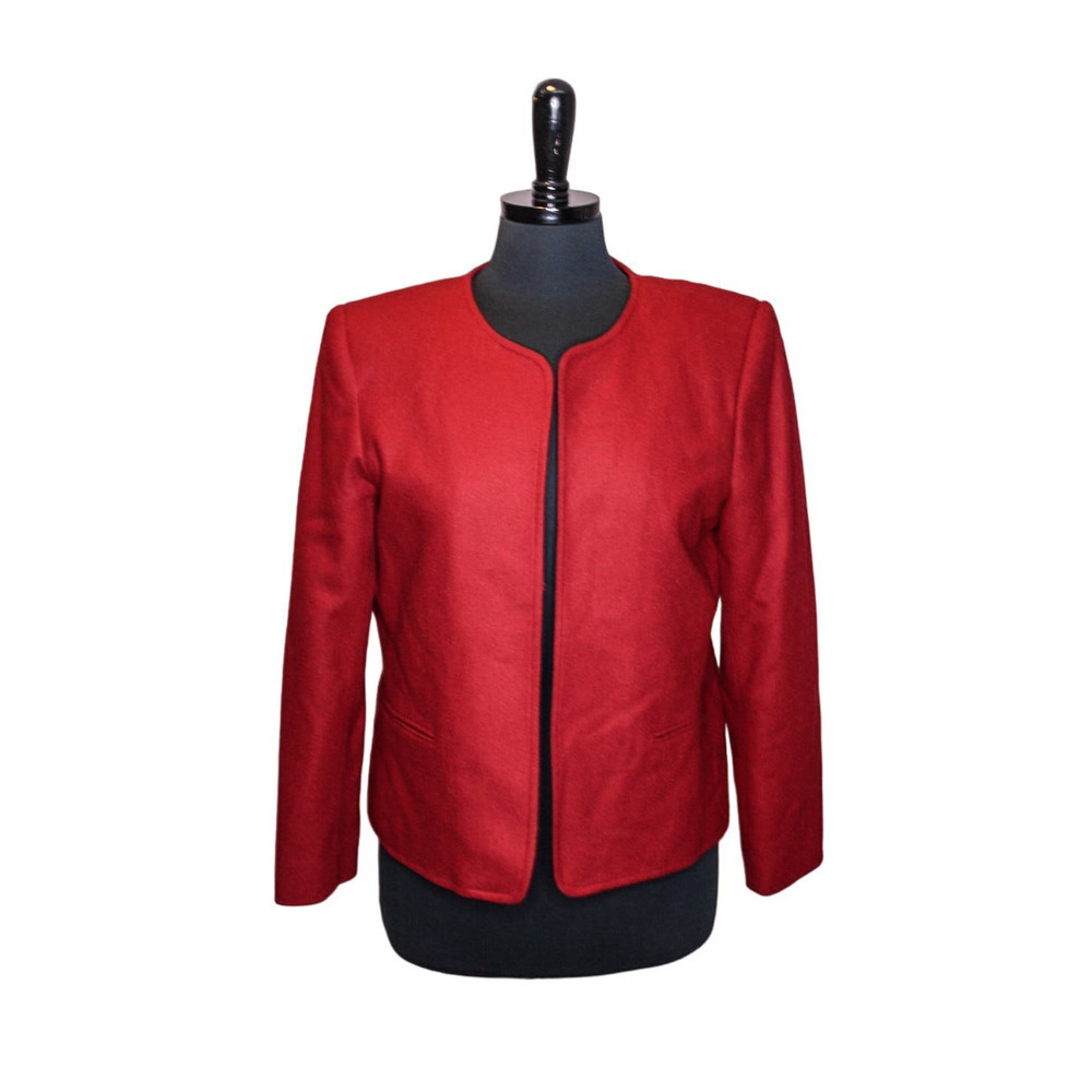 Orvis Wool Blazer Jacket Open Front Red Size 12P